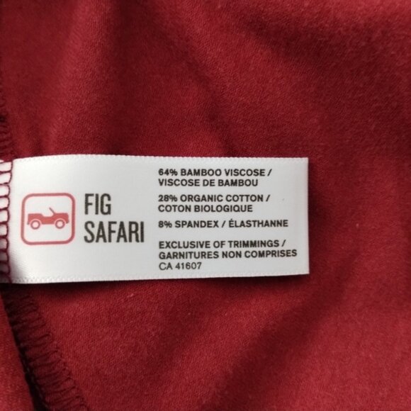 FIG Safari Travel Dress Large Red Bamboo Blend Long Sleeve Comfy Fitted - Picture 5 of 8